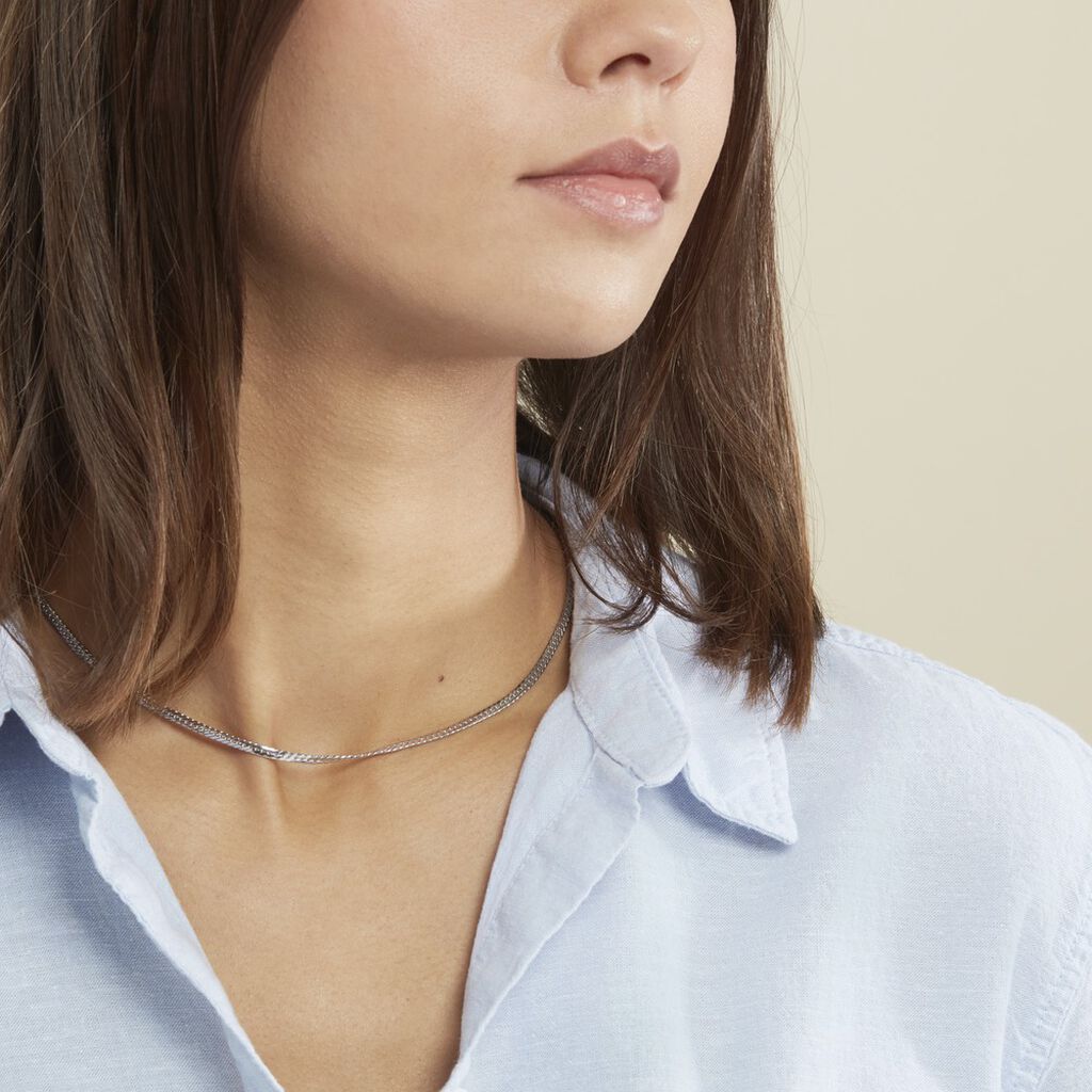 Collier Izel Maille Anglaise Or Blanc - Spannringe Damen | OROVIVO