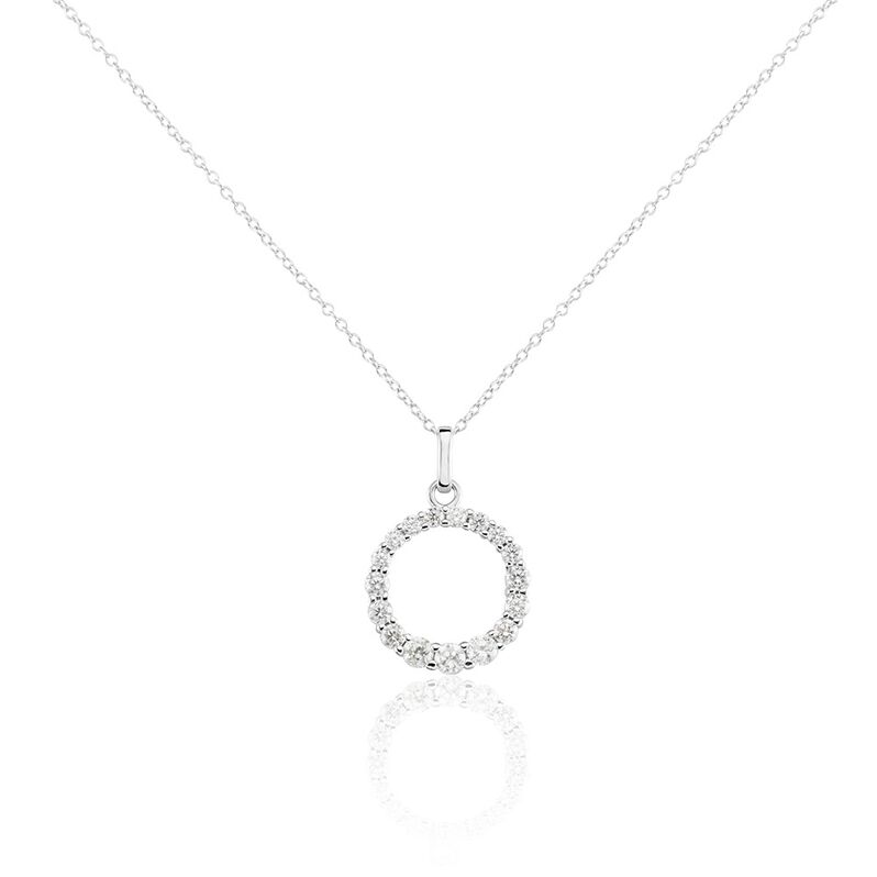 Damen Collier Silber 925 Zirkonia Wei&szlig; 0,1 ct Kreis B 1 mm - Halsketten Damen | OROVIVO