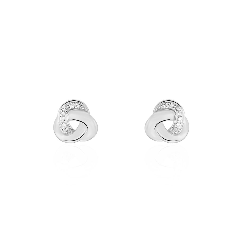 Boucles D'oreilles Or Weiss Mastrona Puces Forme Nid Pavage Diamants - Spannringe Damen | OROVIVO