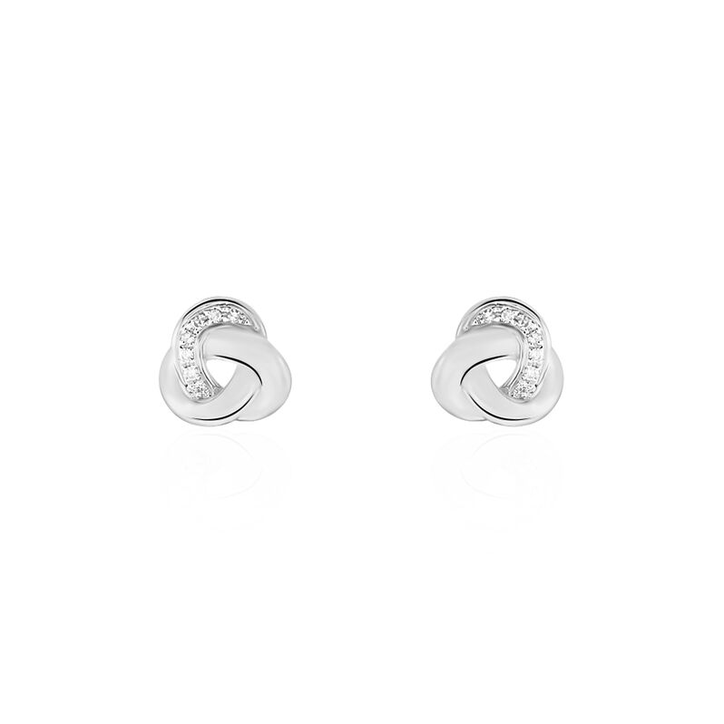Boucles D'oreilles Or Weiss Mastrona Puces Forme Nid Pavage Diamants - Spannringe Damen | OROVIVO