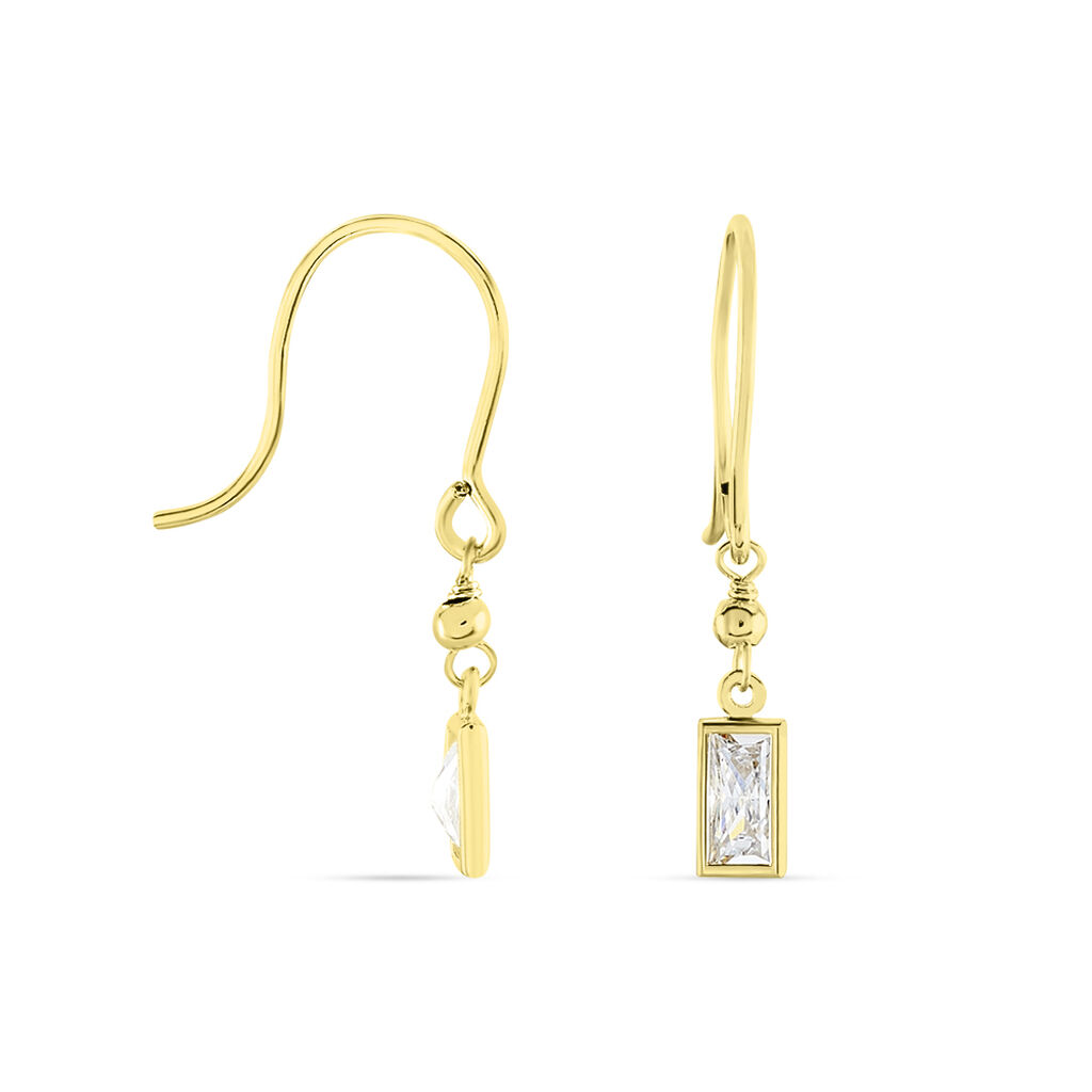 RAKI Damen Ohrringe Lang Gold 375 (9 Karat) Zirkonia Wei&szlig;