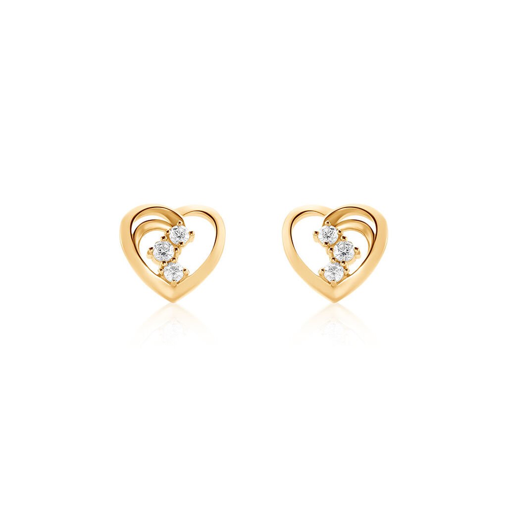 Damen Ohrstecker Gold 375 Geometrisch Tricoeur, Ohrstecker mit Stein