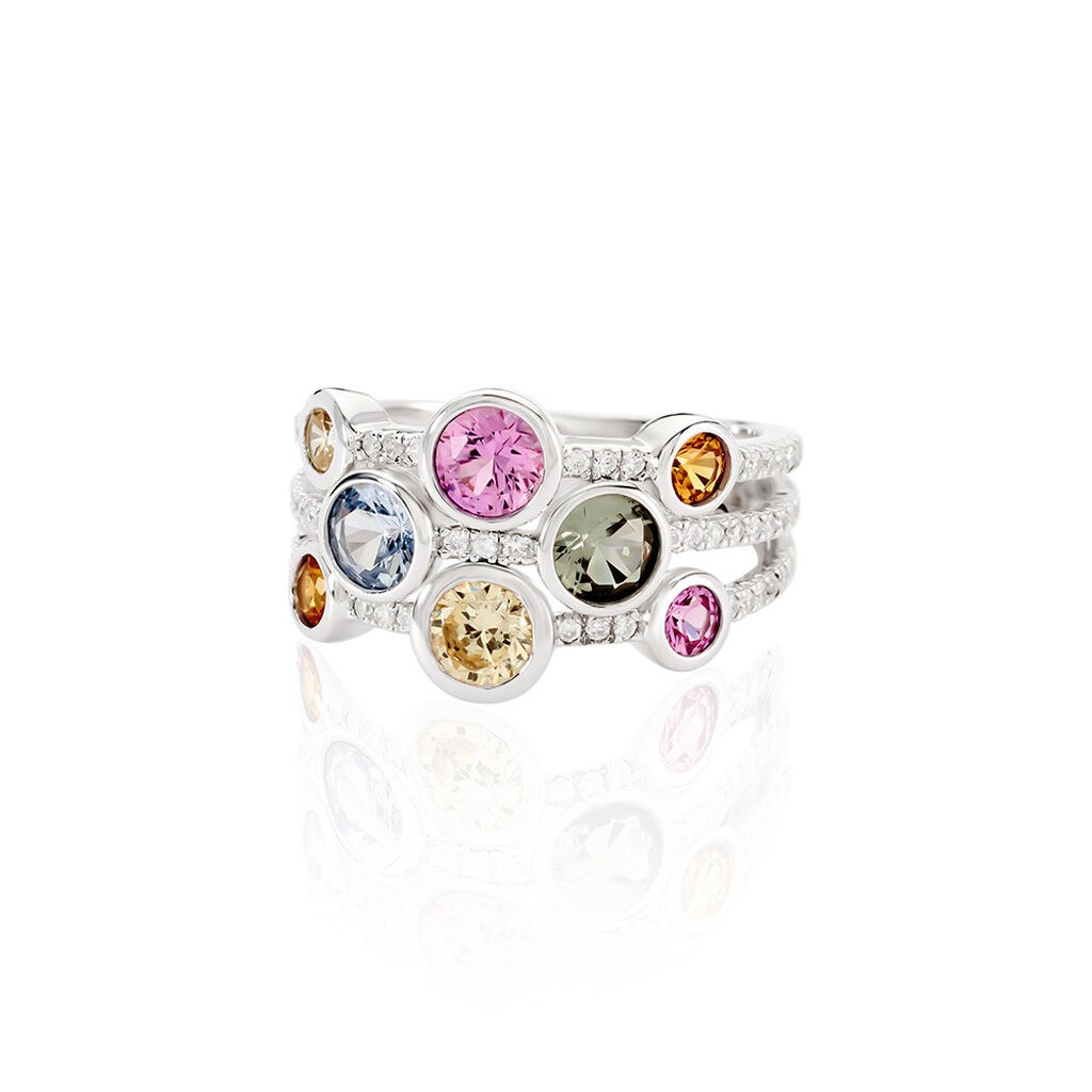 TORI Damen Ring Silber 925 Glas Blau 0,36 ct Kreis