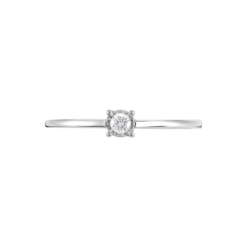Illusion Damen Ring Wei&szlig;gold 375 (9 Karat) Diamant Wei&szlig; 0,07 ct Viereck