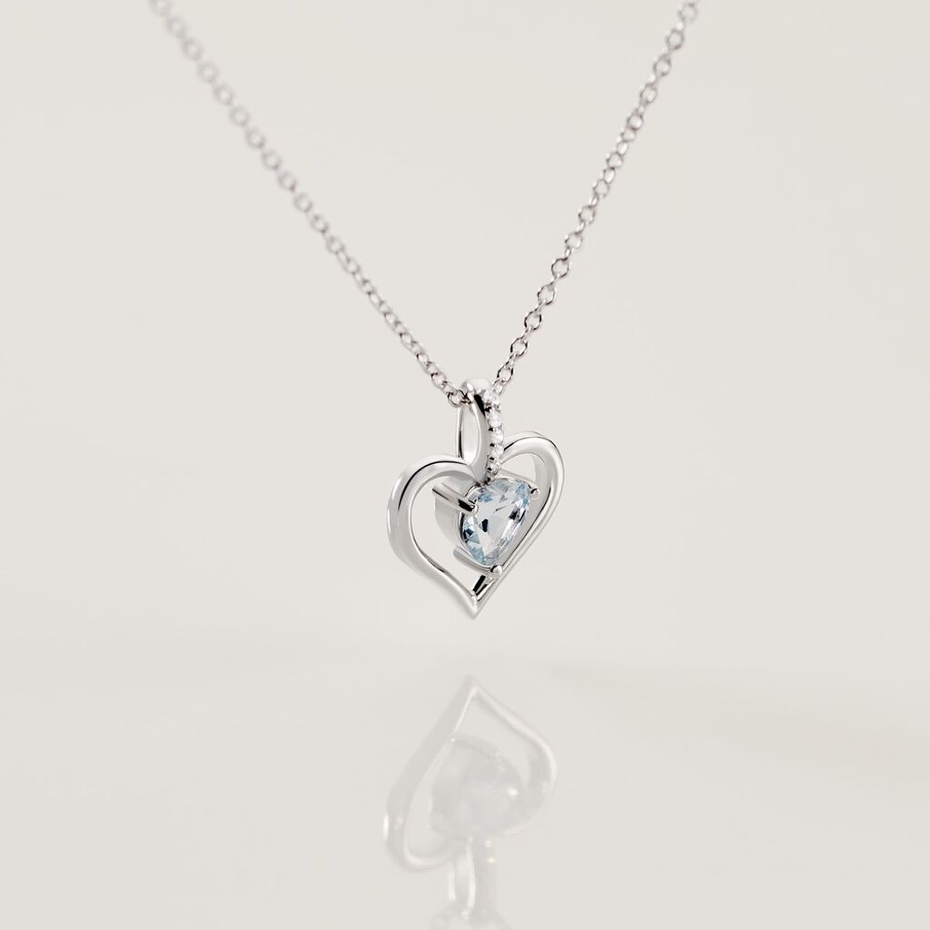 ARIDA HERZ Damen Collier Silber 925 Zirkonia Blau 0,16 ct Herz B 1,2 mm