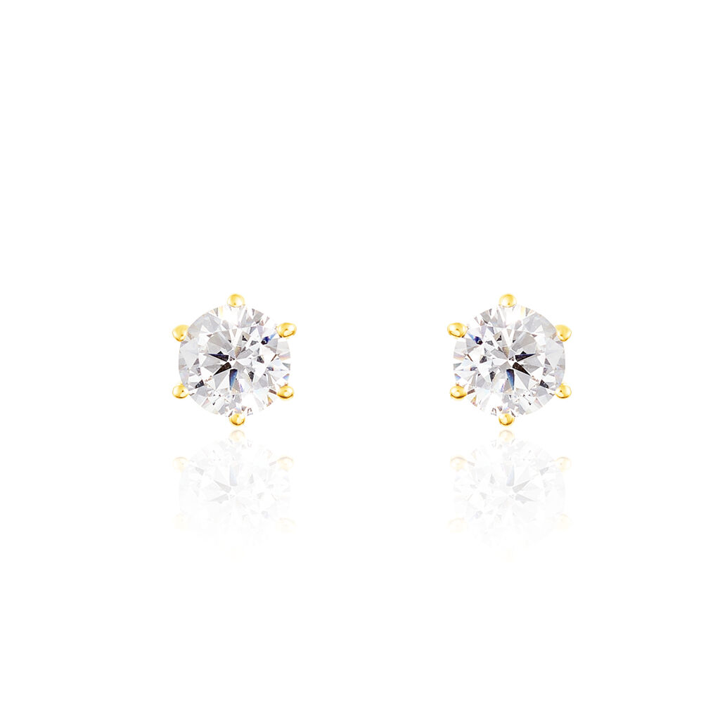 KRAPPE 6 Damen Ohrstecker Gold 375 (9 Karat) Zirkonia Wei&szlig; 0,97 ct Kreis