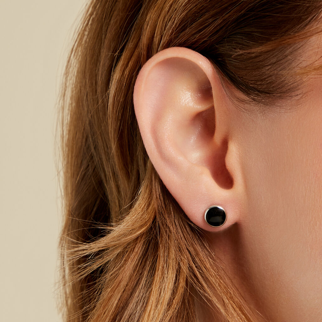 SELIRA Damen Ohrstecker Silber 925 Onyx Schwarz 0,22 ct Kreis