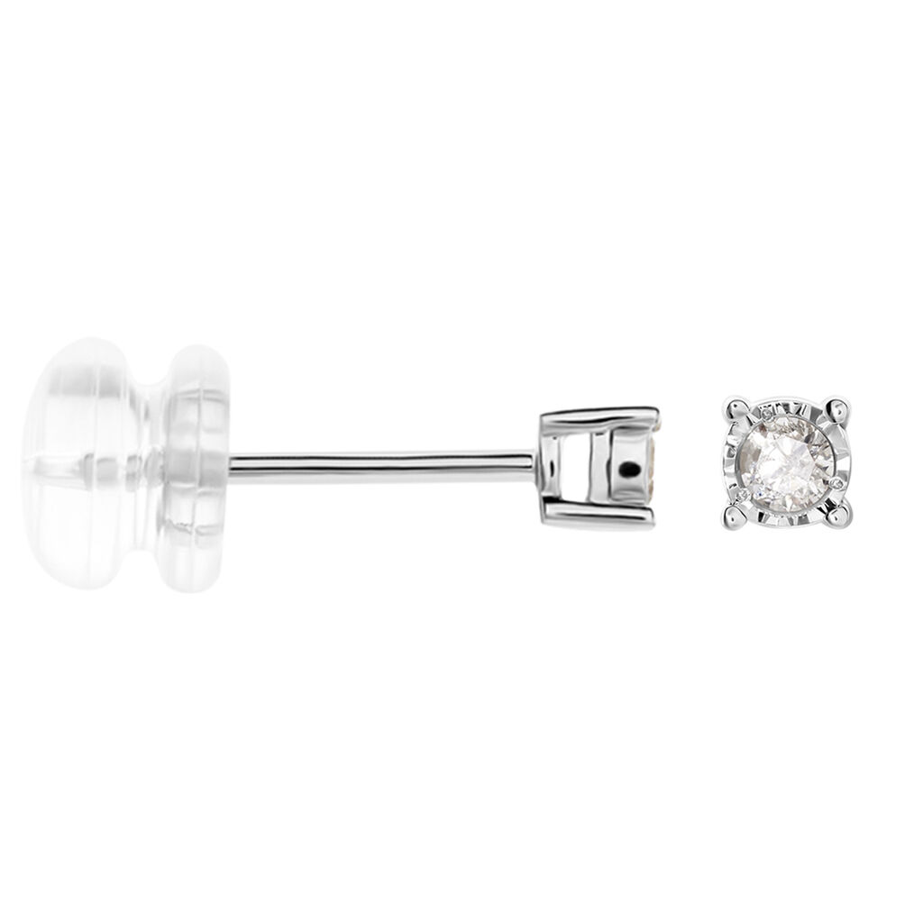 Damen Ohrstecker Weißgold 375 Diamant 0,08ct Illusion Pastille  - Ohrstecker Damen | OROVIVO