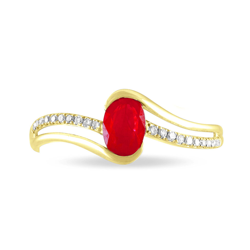Bague Anja Or Jaune Rubis Et Diamant - Spannringe Damen | OROVIVO