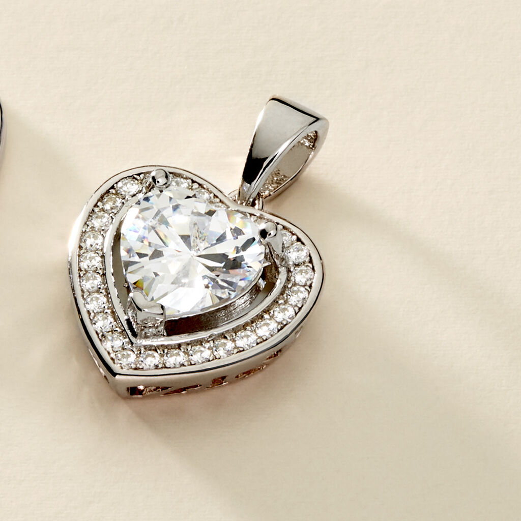 ALESSANDRA HERZ 4 Damen Anh&auml;nger Silber 925 Zirkonia Wei&szlig; 0,75 ct Herz