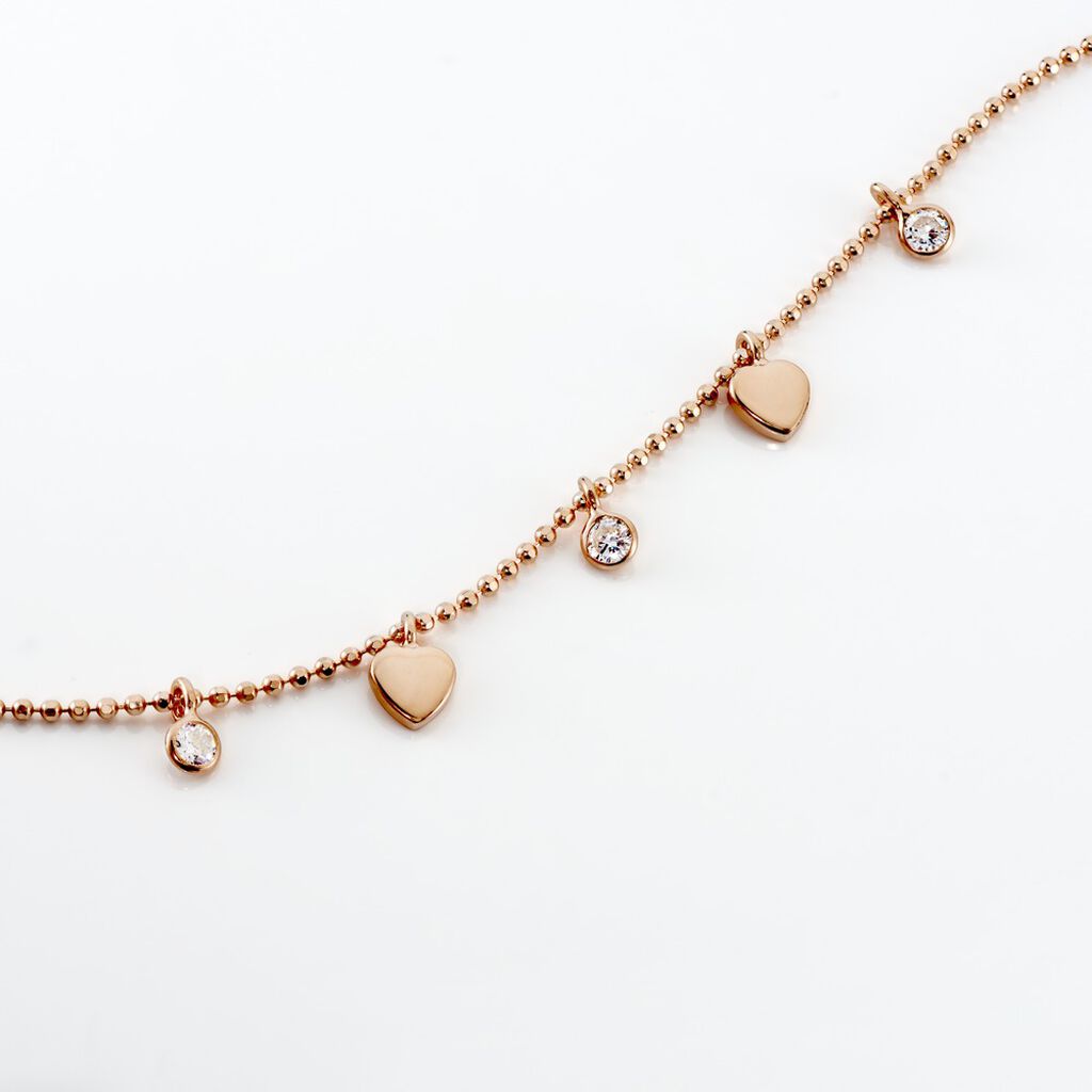 MONNIKA Kinder Armband Silber rosevergoldet 925 Zirkonia Wei&szlig; 0,18 ct Herz