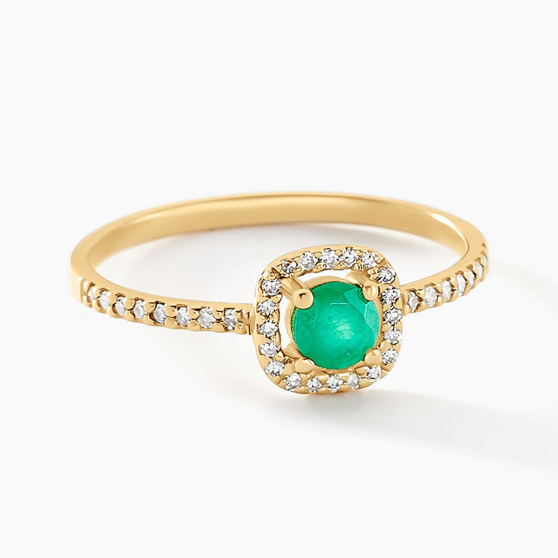 Bague Cosimo Or Jaune Emeraude Diamant - Spannringe Damen | OROVIVO