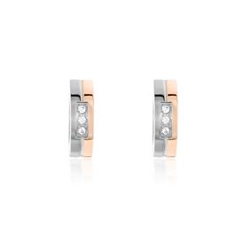 Damen Creolen Titan Bicolor Silber/Roségold Zirkonia Ariella 4,00mm 1,4cm - Creolen Damen | OROVIVO