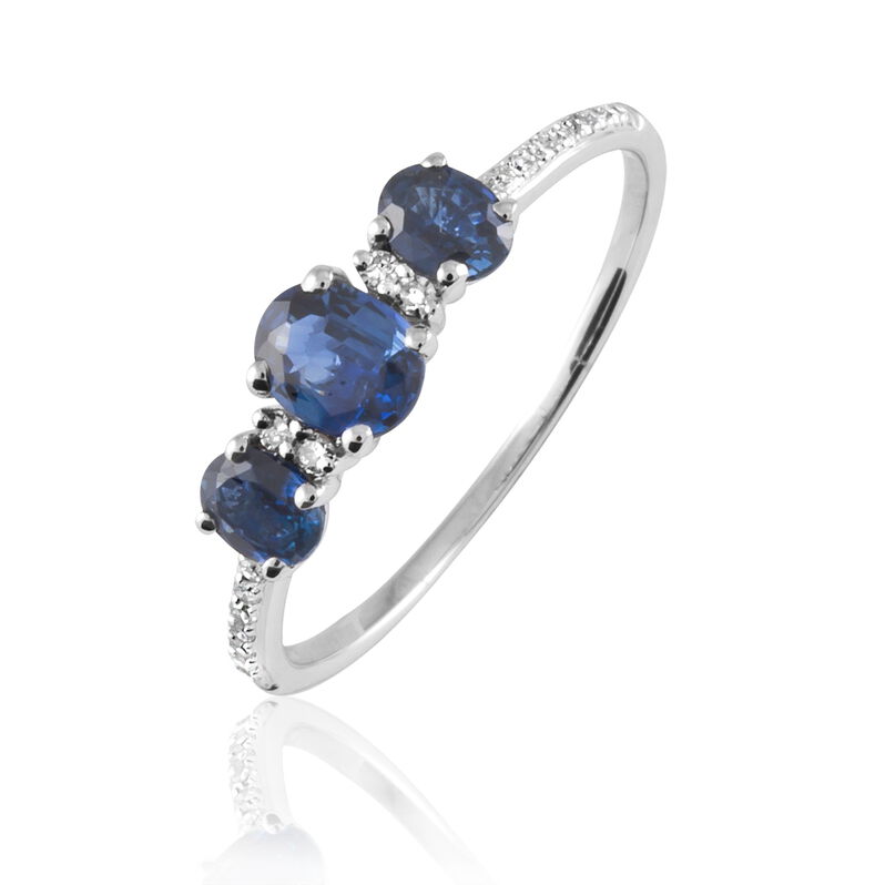 Bague Ambroise Or Blanc Saphir Et Diamant - Spannringe Damen | OROVIVO