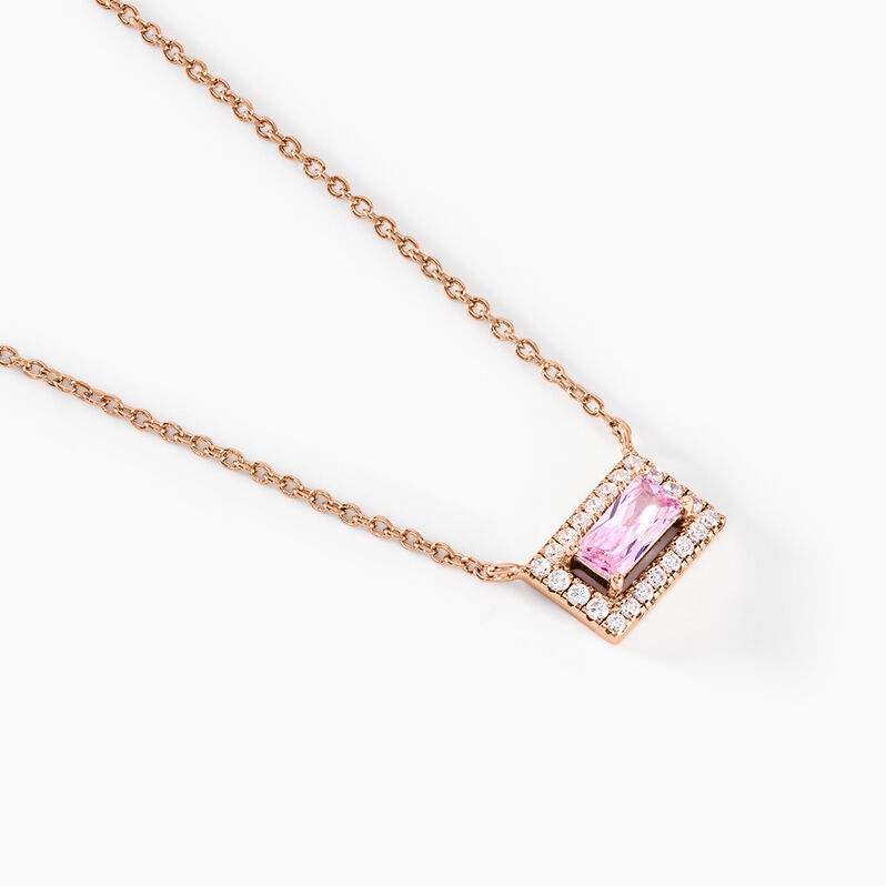 Collier Laurine Argent Rose Oxyde De Zirconium - Spannringe Damen | OROVIVO