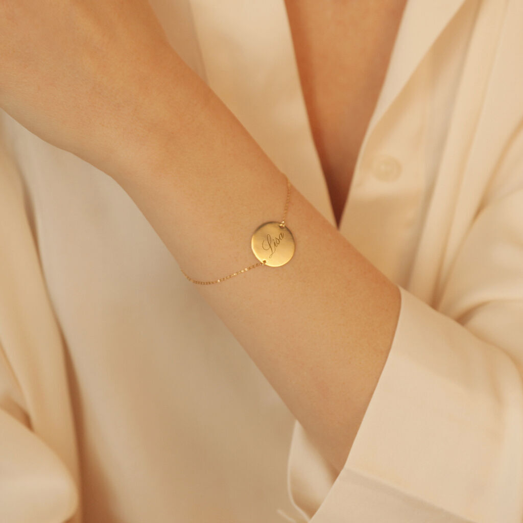 Damenarmband Gold 375 Kreis gravierbar Liv - Armbänder mit Gravur Damen | OROVIVO