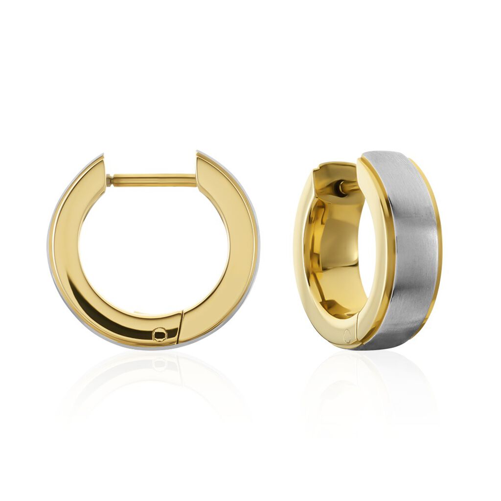 NORAH Damen Creolen Titan Bicolor Gelb/Silber B 4,7 mm, Creolen ohne Stein