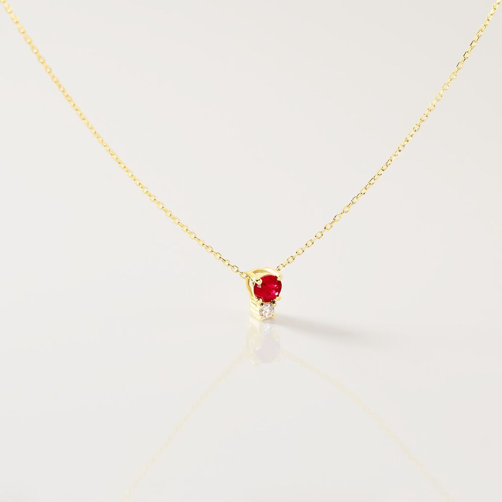 ELISABETH Damen Kette Gold 585 (14 Karat) Rubin Rot 0,33 ct