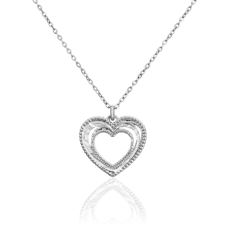 Collier Agate Argent Rhodié Coeur Ciselé - Spannringe Damen | OROVIVO