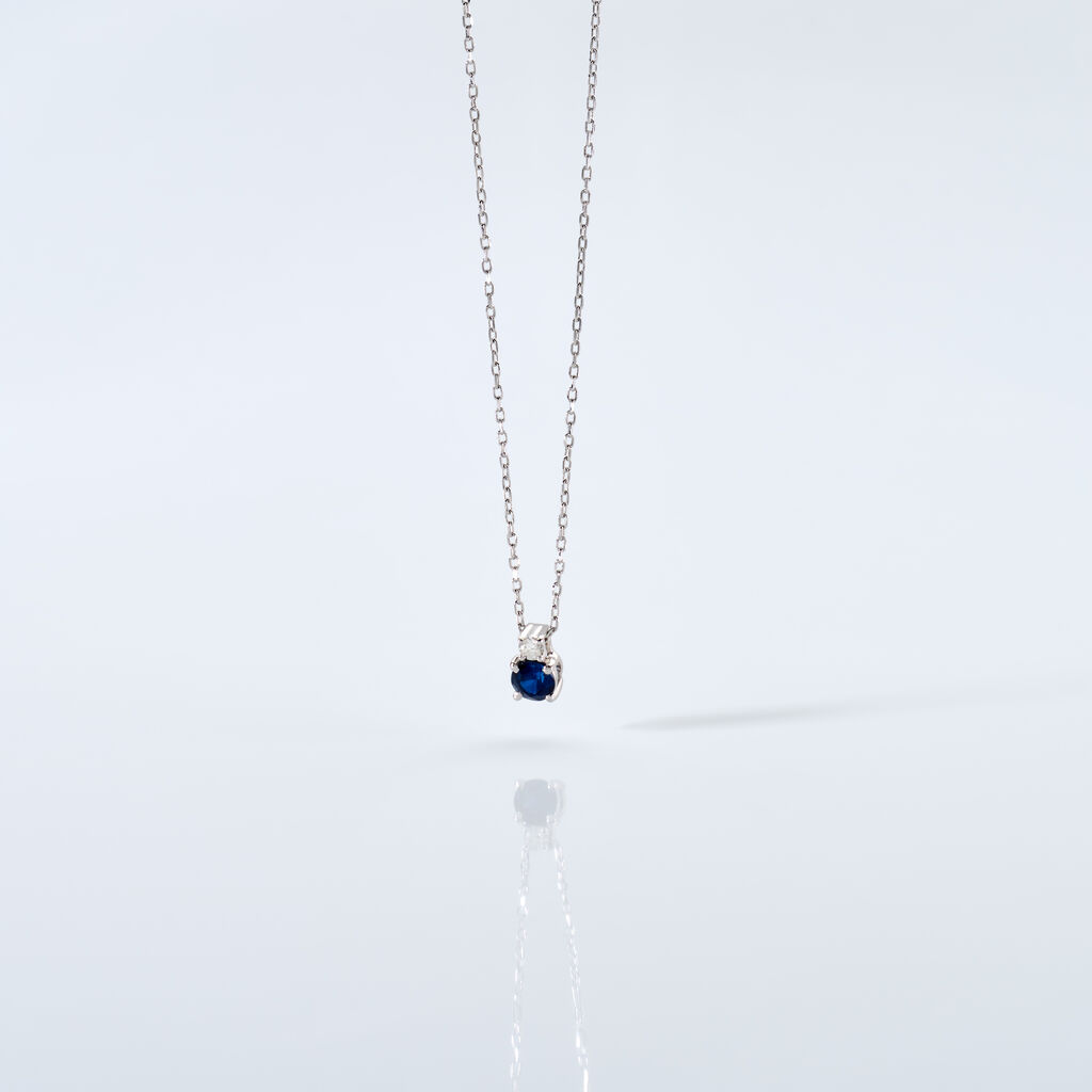 ELISABETH Damen Collier Wei&szlig;gold 585 (14 Karat) Saphir Blau 0,27 ct