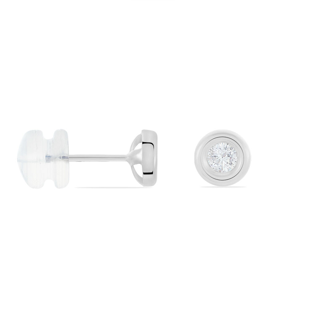 Damen Ohrstecker Weißgold 375 Zirkonia 3mm - Ohrstecker Damen | OROVIVO