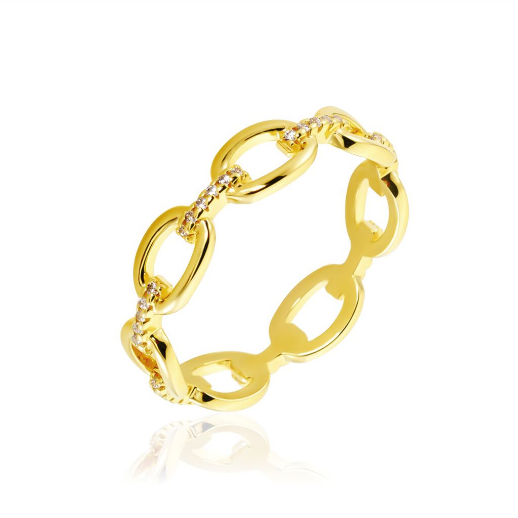 KETTY Damen Ring Silber vergoldet 925 Zirkonia Weiß 0,17 ct, Ring mit Stein