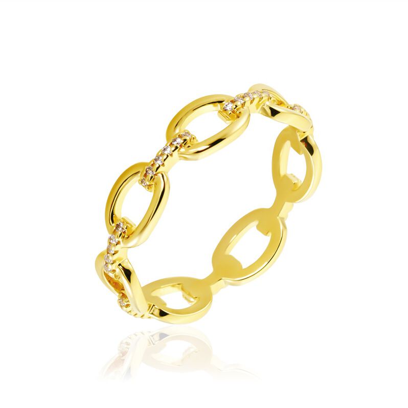 KETTY Damen Ring Silber vergoldet 925 Zirkonia Wei&szlig; 0,17 ct - Ringe mit Stein Damen | OROVIVO