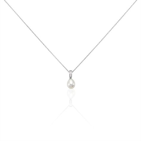 Damen Collier Silber 925 Zuchtperle Weiß Carolina 47cm - Halsketten Damen | OROVIVO