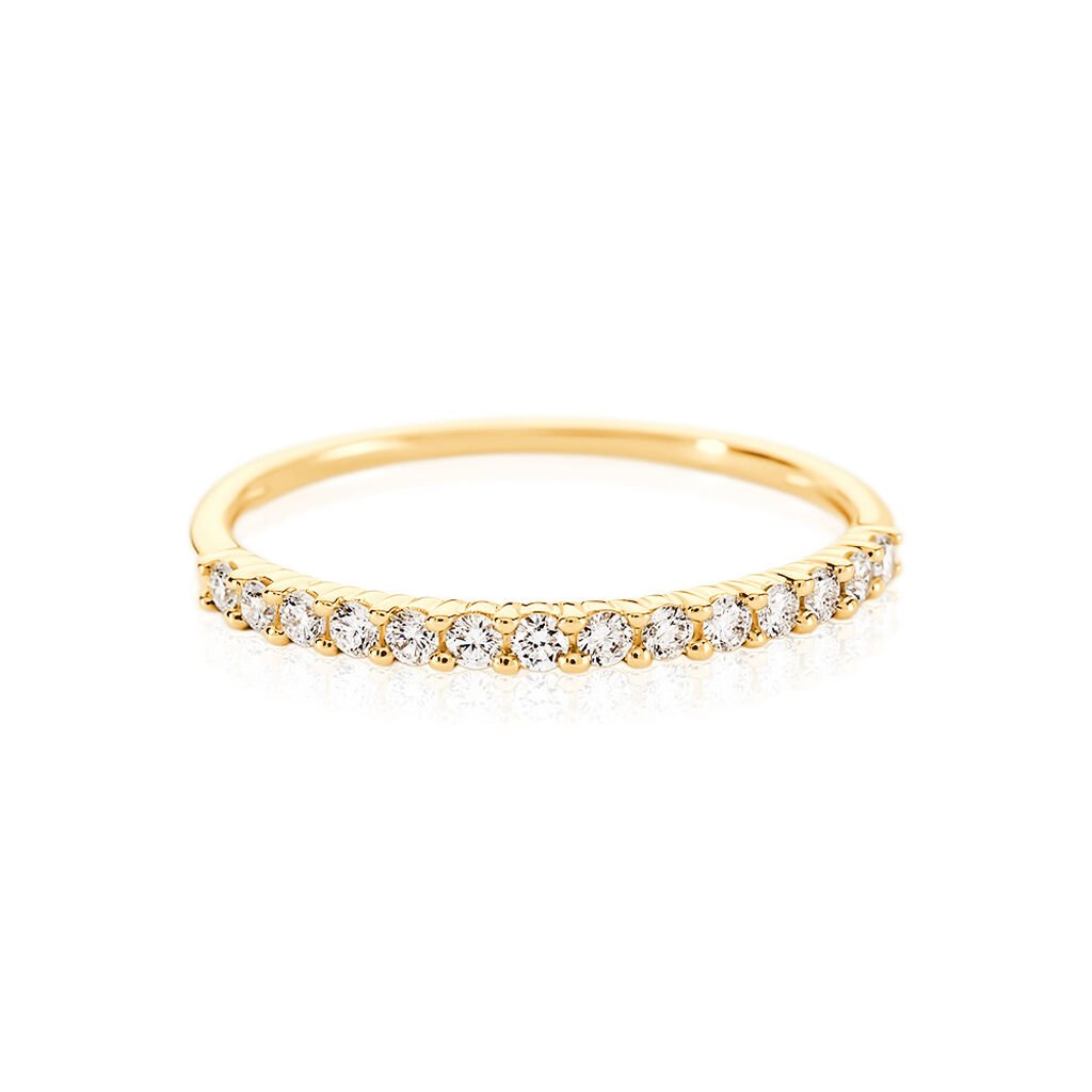 MERCY Damen Ring Gold 585 (14 Karat) Synthetischer Diamant Wei&szlig; 0,14 ct