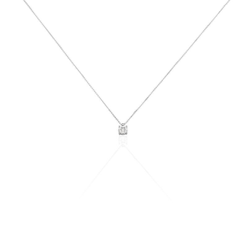 PETALI Damen Collier Wei&szlig;gold 585 (14 Karat) Diamant Wei&szlig; 0,06 ct Blume - Halsketten Damen | OROVIVO