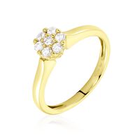 Damen Ring Gold 585 Rund Weiß Carocla