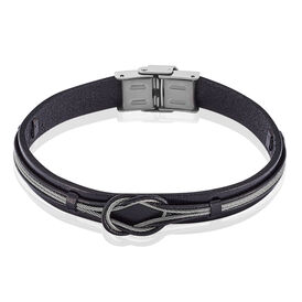 Herren Lederarmband Edelstahl Schwarz Knoten - Lederarmbänder Herren | OROVIVO