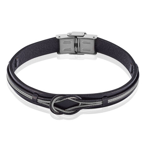 Herren Lederarmband Edelstahl Schwarz Knoten - Armbänder mit Anhänger Herren | OROVIVO