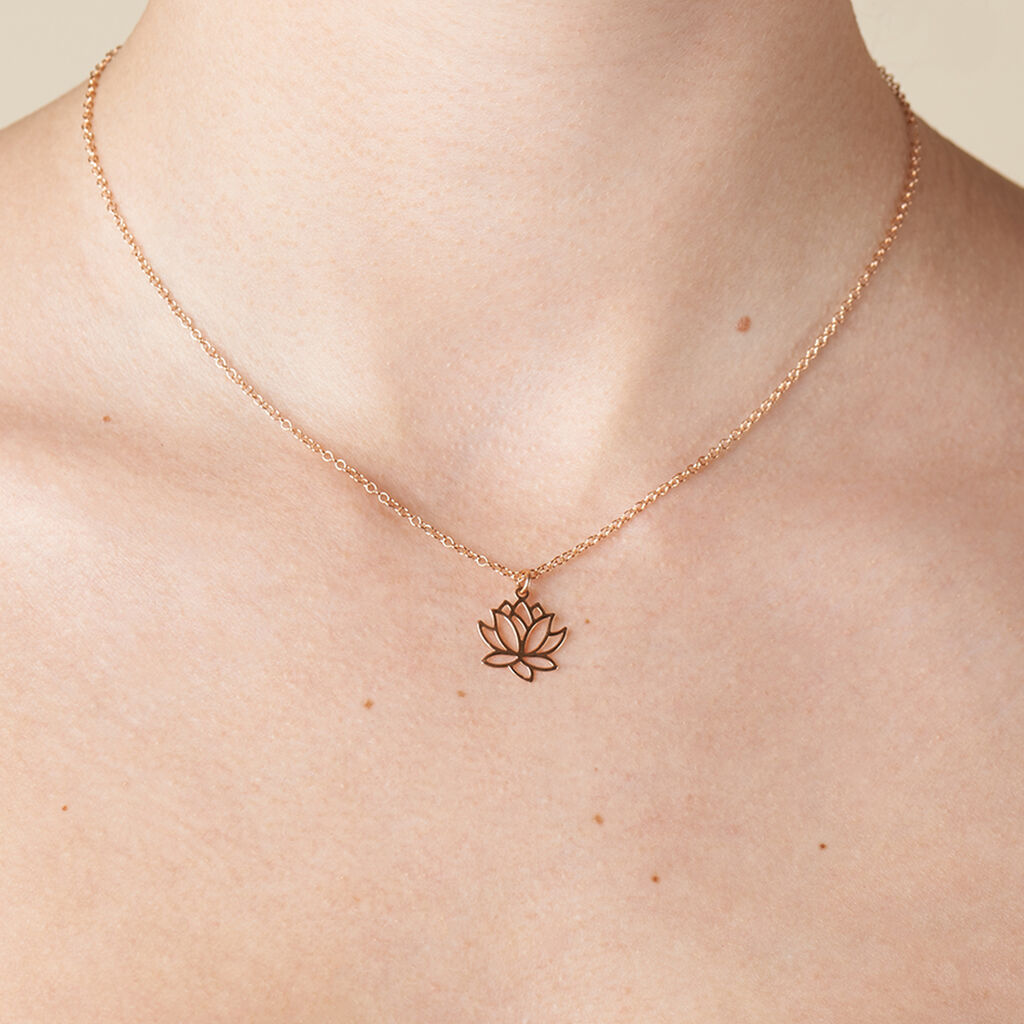 Damen Halskette Silber 925 Rosé Vergoldet Lotus - Halsketten Damen | OROVIVO