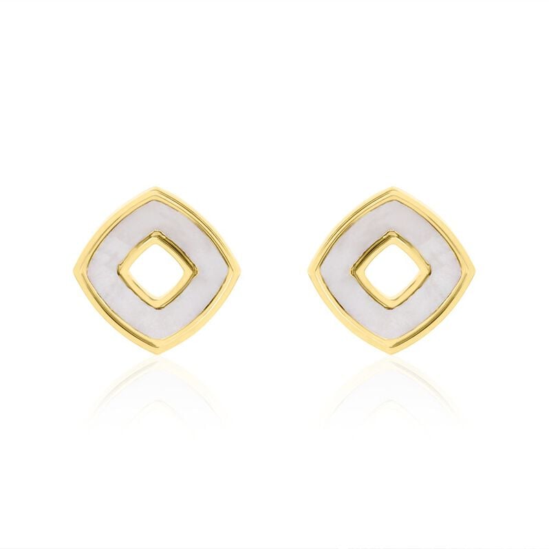 BORBENA Damen Ohrstecker Silber vergoldet 925 Perlmutt Wei&szlig; Raute - Ohrstecker Damen | OROVIVO
