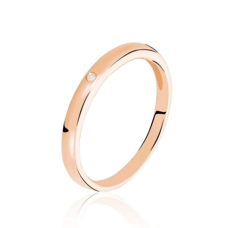 Graz Damen Ring Rosegold 375 (9 Karat) Diamant Wei&szlig; 0,01 ct B 18 mm - Eheringe mit Stein Damen | OROVIVO