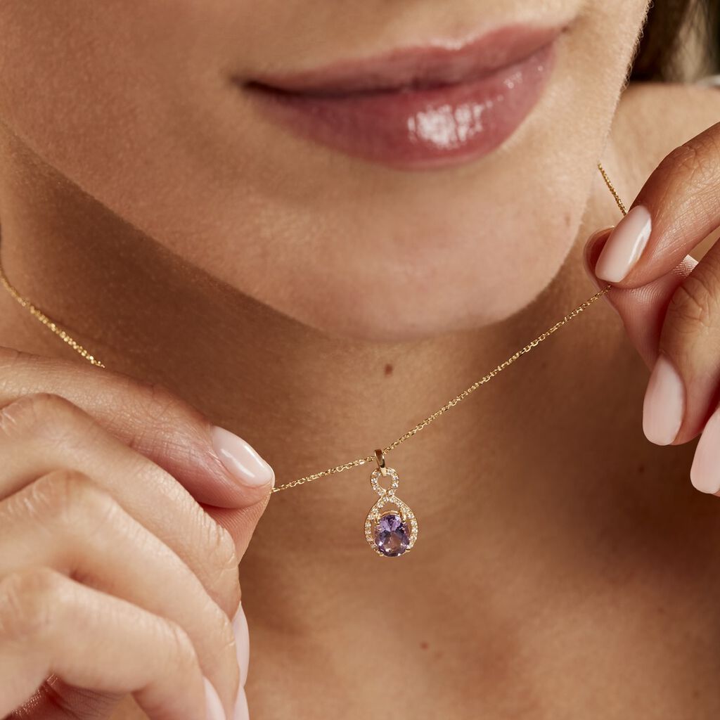 Collier Passion Or Jaune Amethyste Et Oxyde De Zirconium - Spannringe Damen | OROVIVO