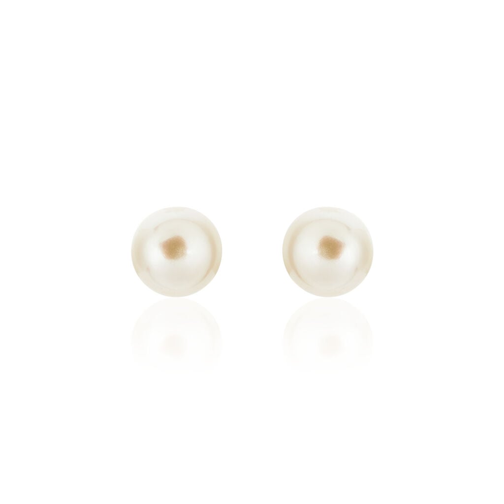 KESA PERLE BUTTON Damen Ohrstecker Gold 375 (9 Karat) Zuchtperle Perlmutt Halbkugel