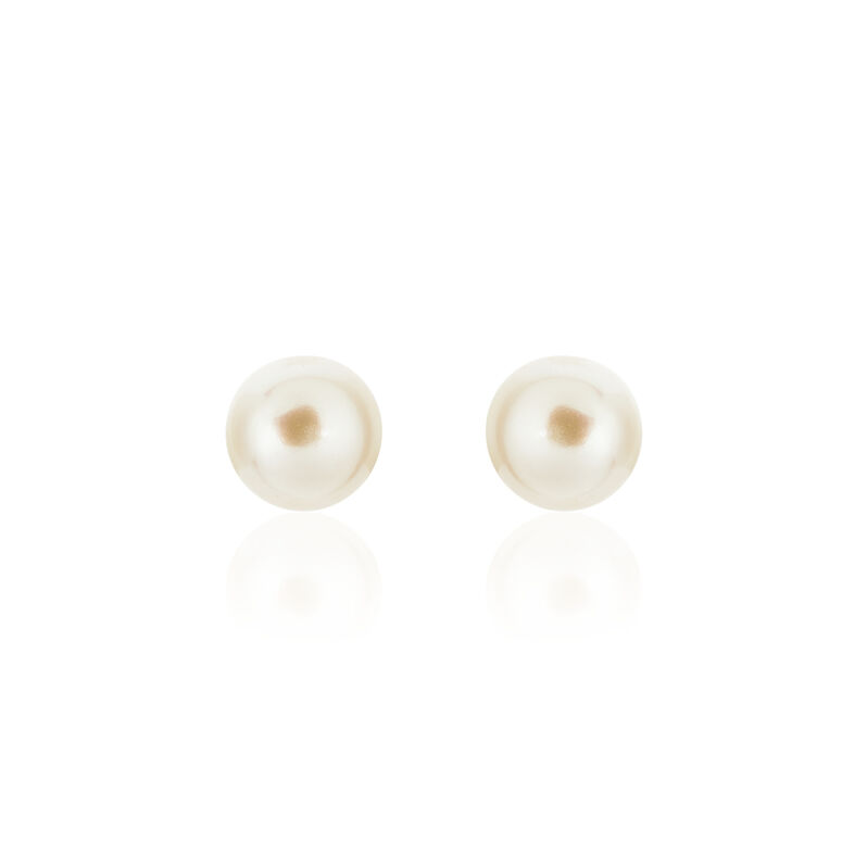 KESA PERLE BUTTON Damen Ohrstecker Gold 375 (9 Karat) Zuchtperle Perlmutt Halbkugel - Ohrstecker Damen | OROVIVO