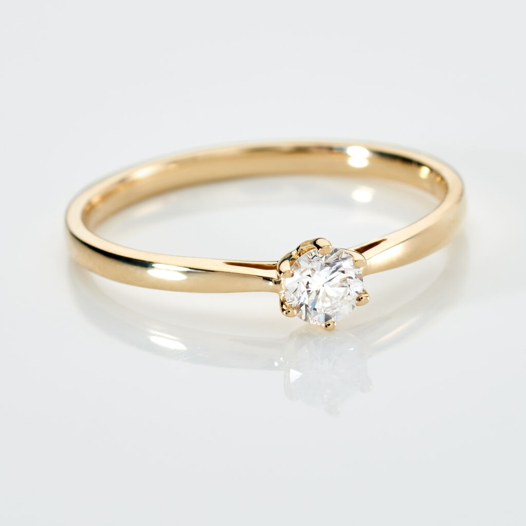 Sonate Damen Ring Gold 585 (14 Karat) Synthetischer Diamant Wei&szlig; 0,26 ct