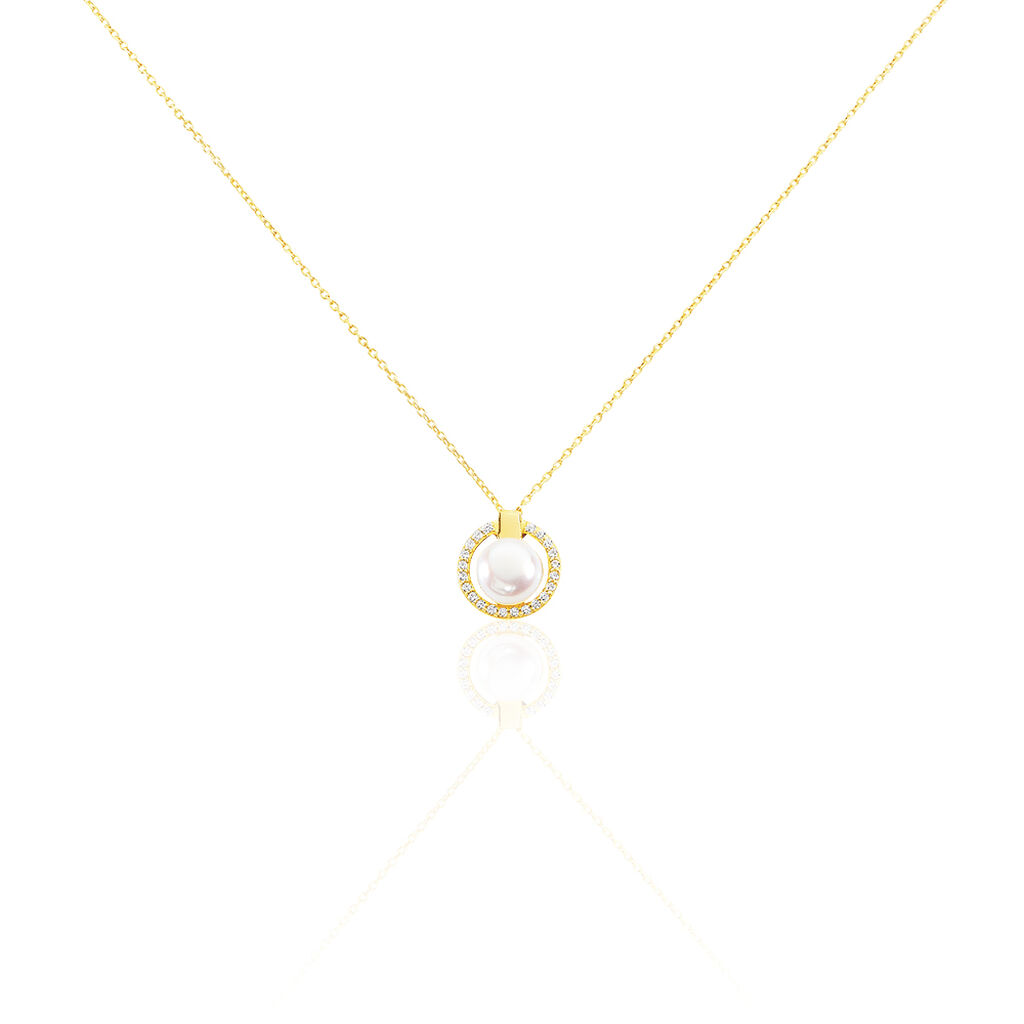 Collier Soleil Or Jaune Perle De Culture Et Oxyde De Zirconium - Spannringe Damen | OROVIVO