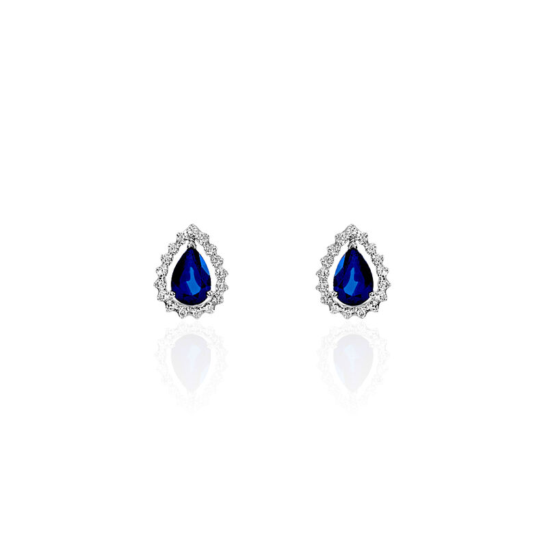 Boucles D'oreilles Puces Maiana Or Blanc Saphir Et Diamant - Spannringe Damen | OROVIVO