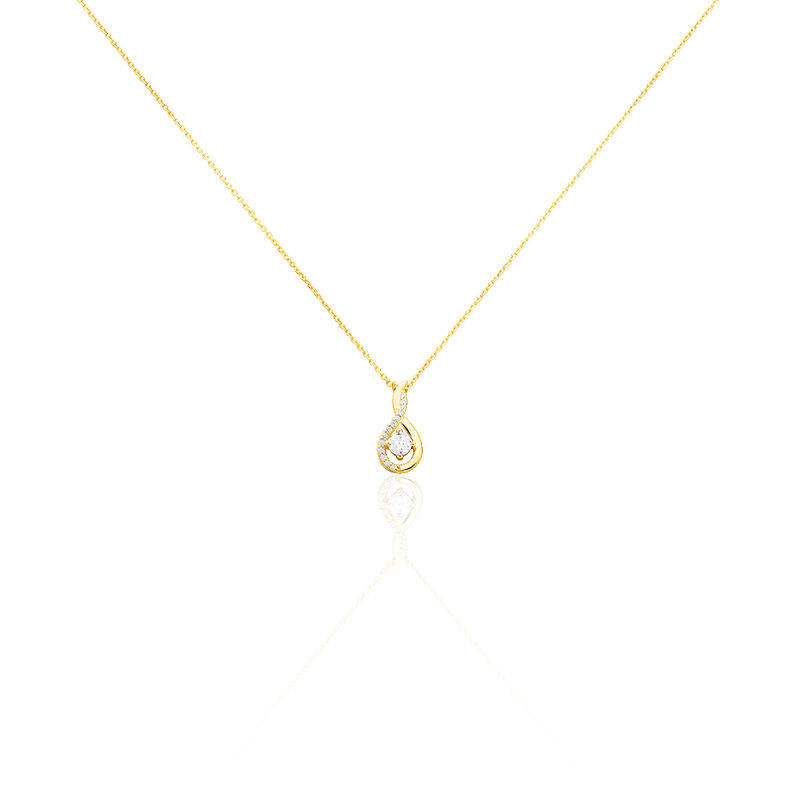 EVANA Damen Collier Gold 375 (9 Karat) Zirkonia Wei&szlig; 0,08 ct Tropfen - Halsketten Damen | OROVIVO