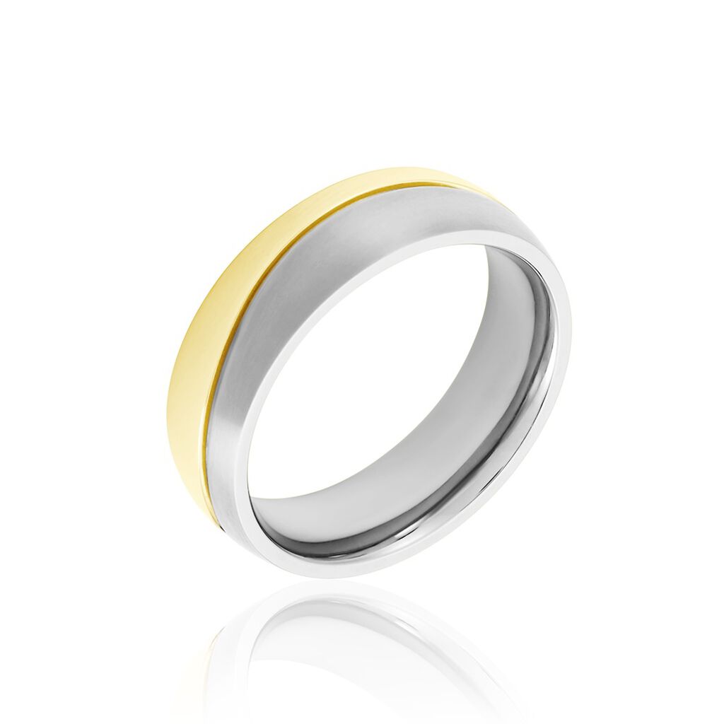 Damen Ring Titan Bicolor Gelb/Silber B 6 mm