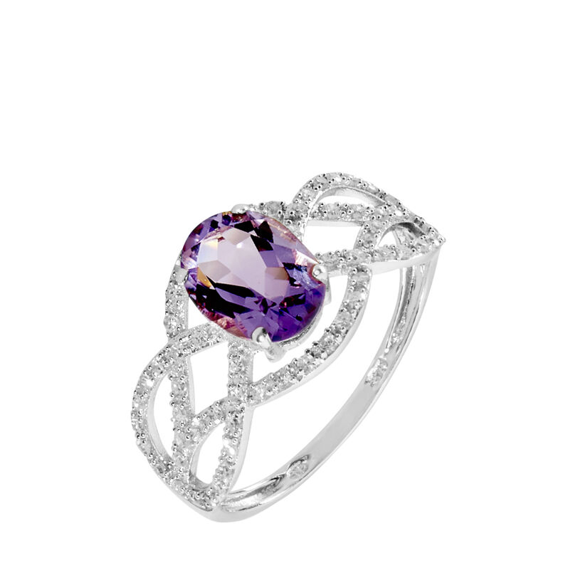 Bague Tina Or Blanc Amethyste Et Diamant - Spannringe Damen | OROVIVO