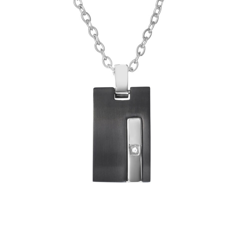 Collana Man Code Acciaio Bicolore Bianco / Nero Cristallo - Spannringe Herren | OROVIVO