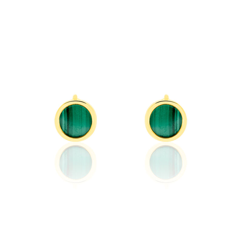 FLORECA Damen Ohrstecker Gold 375 (9 Karat) Malachit Gr&uuml;n Kreis - Ohrstecker Damen | OROVIVO