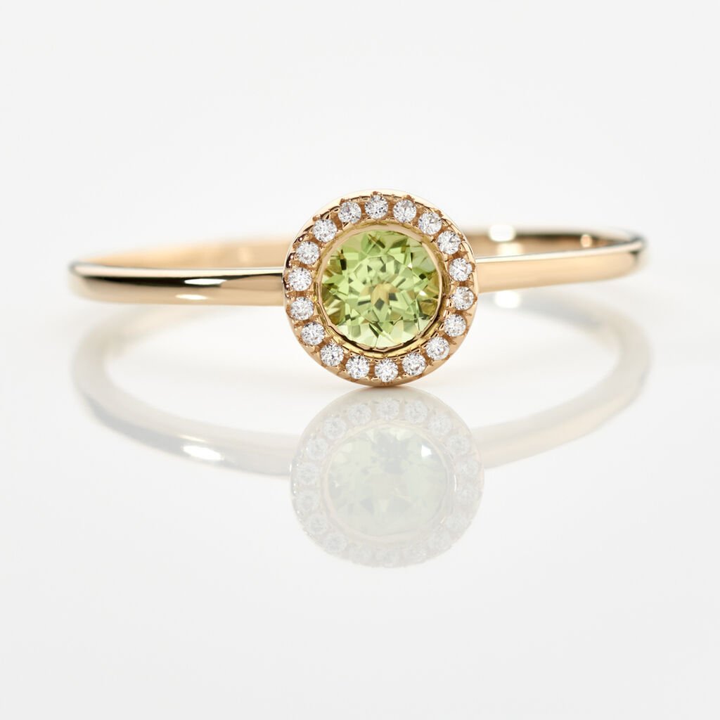 EBRA Damen Ring Gold 375 (9 Karat) Peridot Gr&uuml;n 0,35 ct