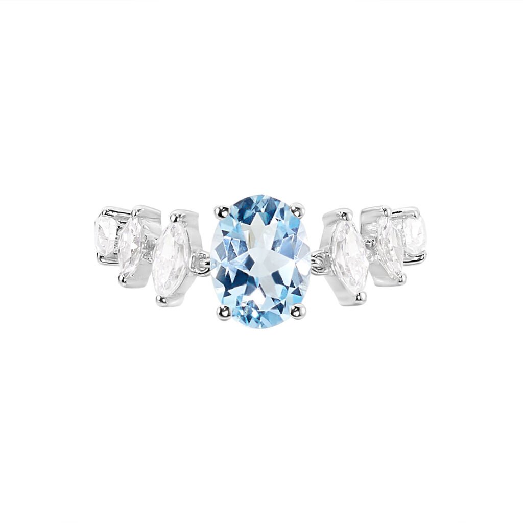 SKY Damen Ring Wei&szlig;gold 375 (9 Karat) Topas Blau 2,81 ct