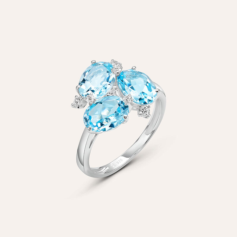 Anello Fantasia Amélie Oro Bianco Topazio Cubic Zirconia - Spannringe Damen | OROVIVO